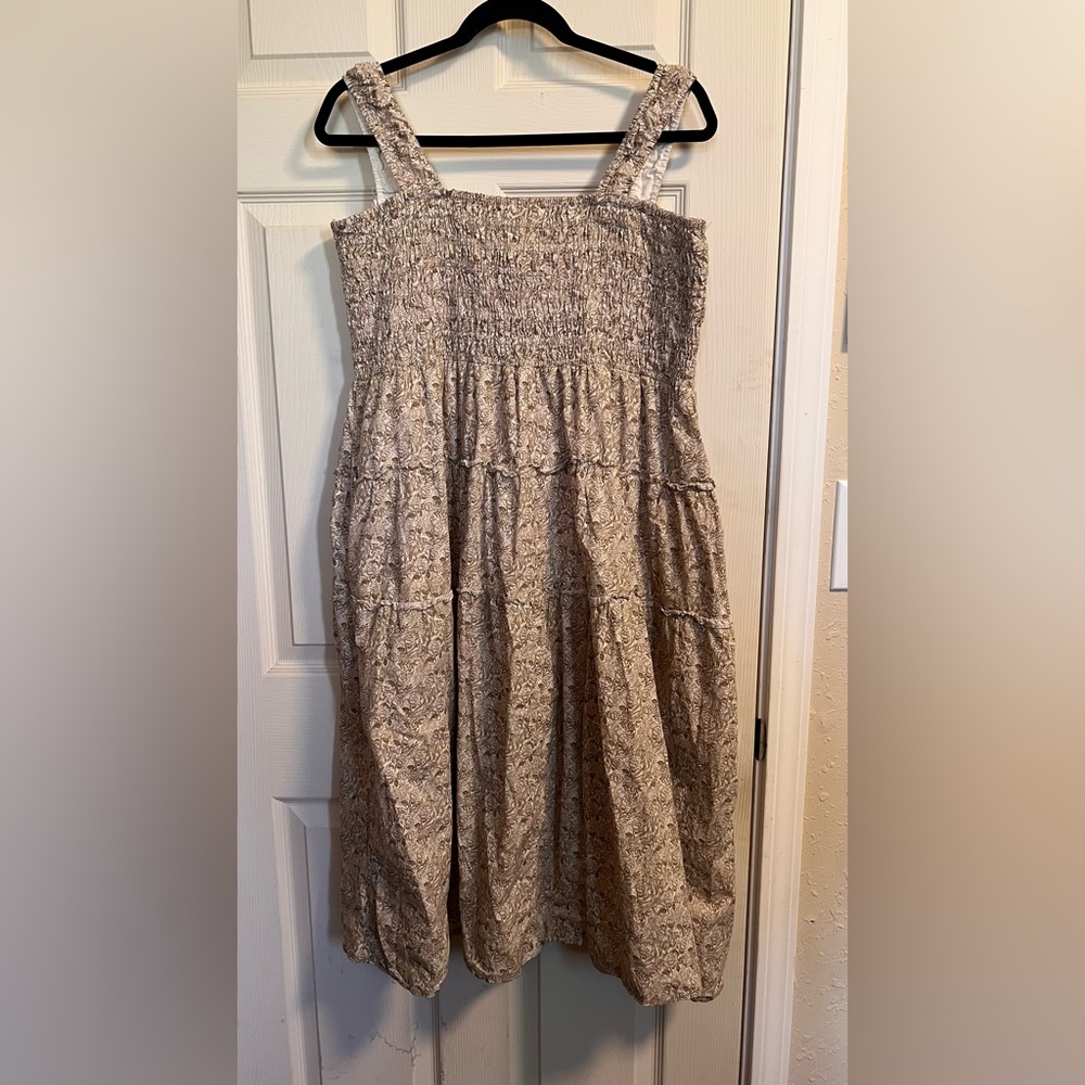 Neuflora Smocked Floral Sundress in Beige Floral - Picture 4 of 4